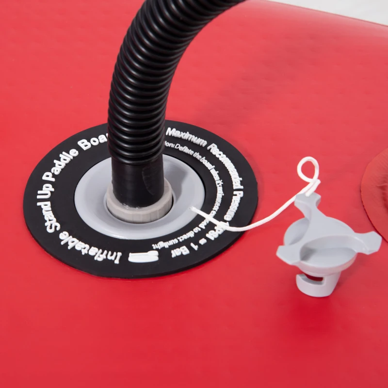 Outsunny Planche de stand up paddle gonflable, pagaie en aluminium réglable, planche antidérapante avec accessoires et sac de transport, dim. 300L x 76l x 15H cm, rouge et blanc