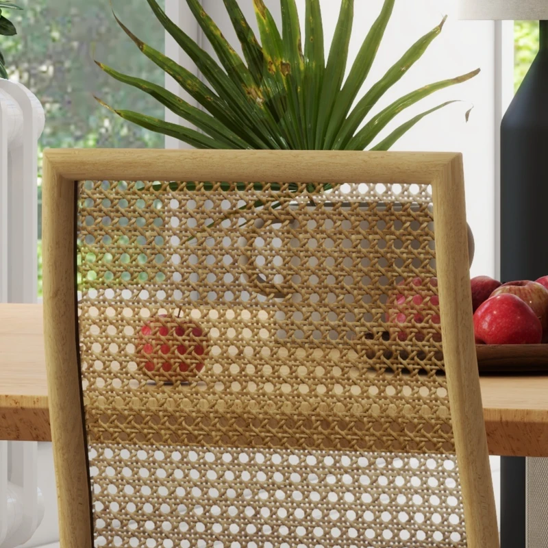 HOMCOM Juego de 2 Sillas de Comedor con Respaldo de Ratán PE Asiento Tapizado de Cuero PU y Patas de Acero 40x50x97 cm Ocre