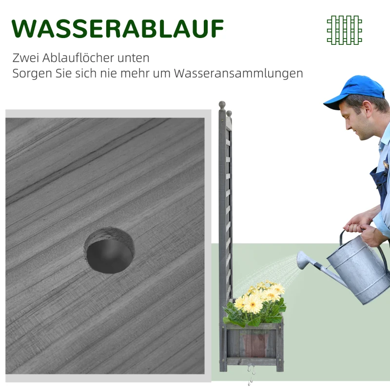 Outsunny Hochbeet Pflanzkasten mit Rankgitter Blumenkasten Rankkasten Rosenbogen mit  Rankhilfe für Kletterpflanzen Garten Holz Grau 64 x 28 x 120 cm