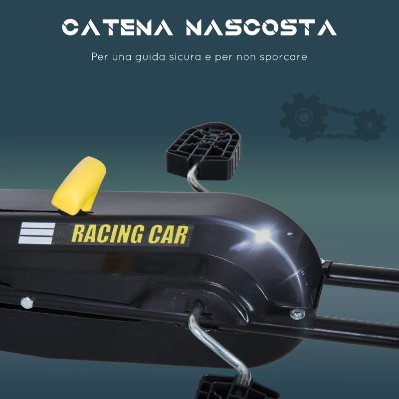 HOMCOM Go-Kart a Pedali per Bambini con Sedile Regolabile, Freno e Frizione, 95x66.5x57cm, Bianco Nero