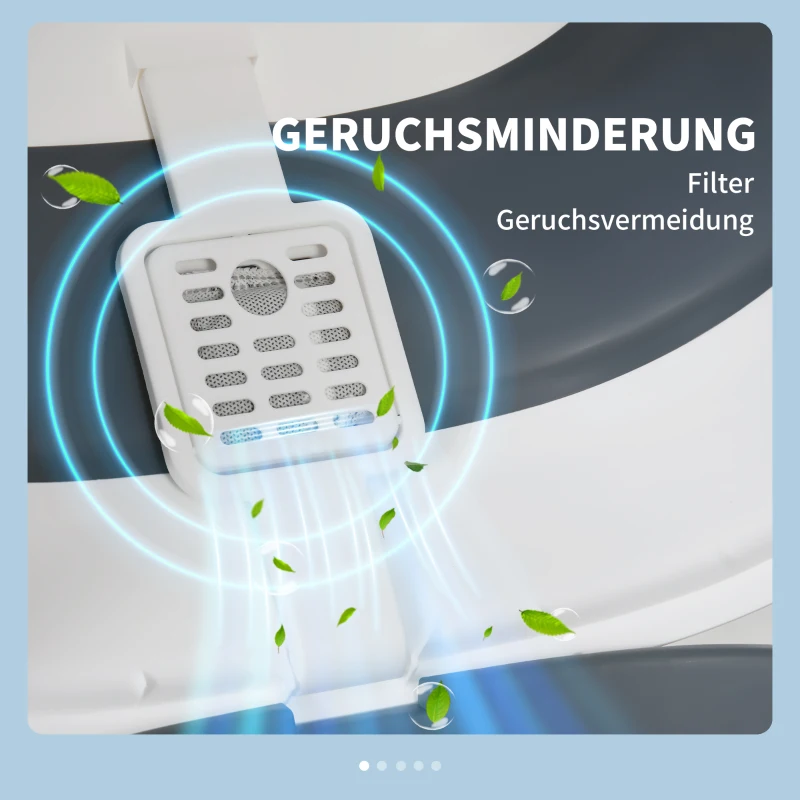 PawHut Katzentoilette, mit Streuschaufel, Eingang mit Bodengitter, abnehmbarer Deckel, weiß+grau, 52 x 41 x 38 cm