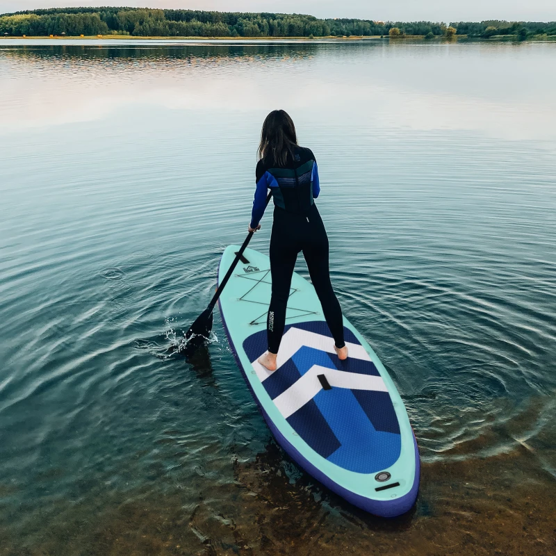 HOMCOM 10.5' x 32" x 6" Inflatable Stand Up Paddle Board, Non-Slip & Ultra-Light Deck SUP with Kayak Seat, Pump, Backpack Bag, and Three Bottom Fins, for Youth Adults Beginner