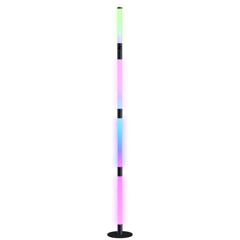 HOMCOM LED Floor Lamp, 360° RGB Detachable Corner Floor Lamp with App & Remote Control, Colour Changing Standing Lamp with Music Sync & Timing, for Living Room, Game Room, Dark Grey