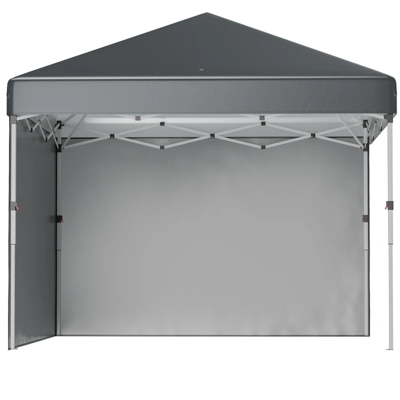 Outsunny 3 x 3 (M) Pop Up Gazebo, UPF 30+ with 2 Sidewalls, Leg Weight Bags and Wheeled Bag, Height Adjustable Party Tent Event Shelter for Garden, Patio, Dark Grey