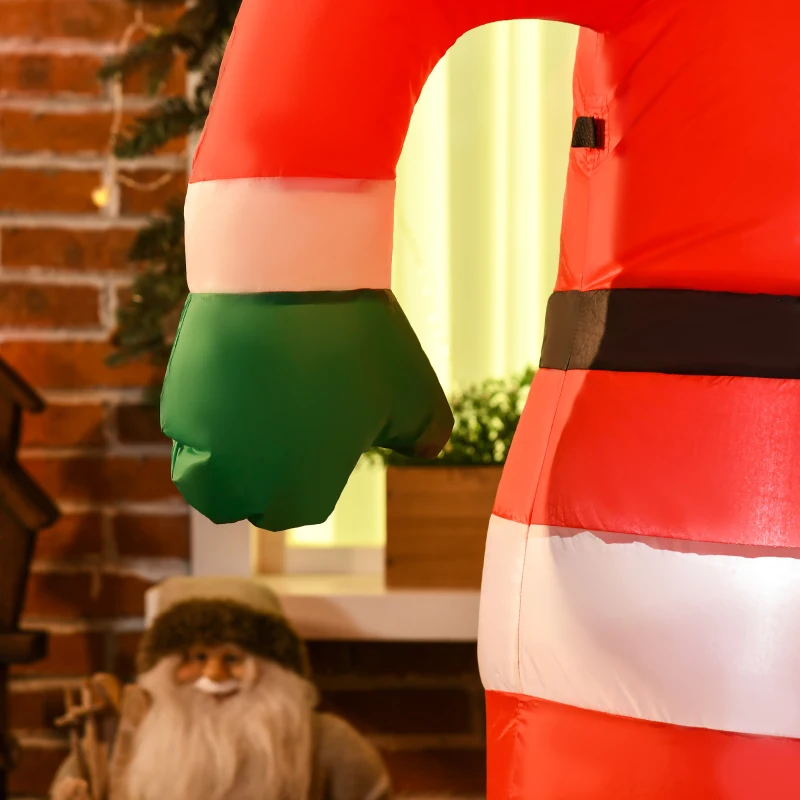 HOMCOM Papá Noel Hinchable con Cartel Navidad Hinchable con 3 Luces LED e Inflador Eléctrico 120x65x180 cm Multicolor