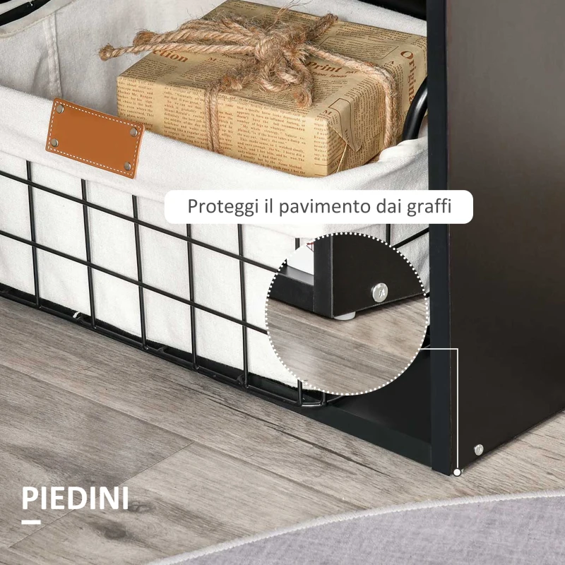 HOMCOM Scrivania PC in Legno con 6 Ripiani Portaoggetti Laterali, 120x55x120 cm, Nero