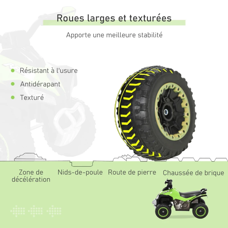HOMCOM Porteur Enfants Quad 18-36 Mois dim. 67L x 38l x 44H cm Effets Lumineux et sonores Vert Noir(m-5)