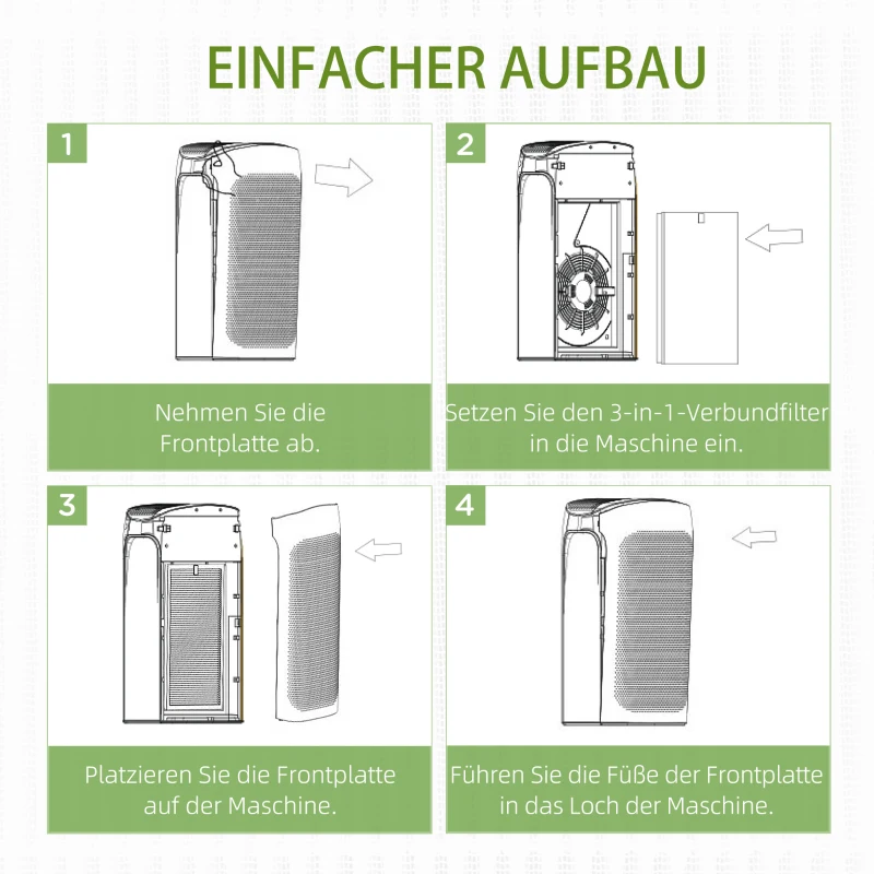 HOMCOM Ersatzfilter für Luftreiniger H13 HEPA-Filter Aktivkohlefilter Weiß+Schwarz 39 x 27 x 4,5 cm