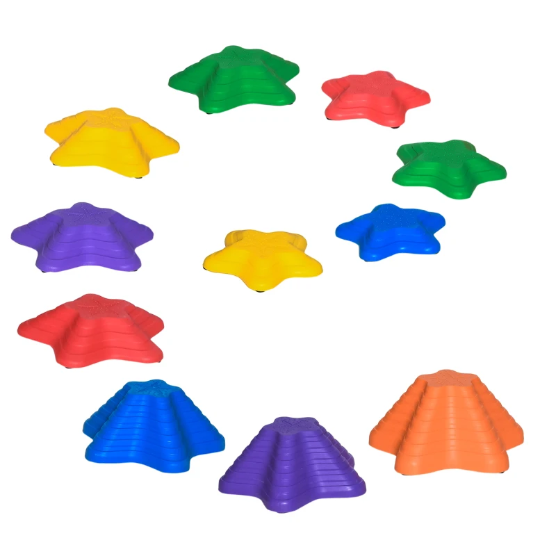Outsunny 11-Piece Balance Stepping Stones for Kids Starfish Style Non-slip Obstacle Course Stackable Balance Blocks Garden Toys Encourage Toddler Sensory Toys Indoor Outdoor - Multicoloured