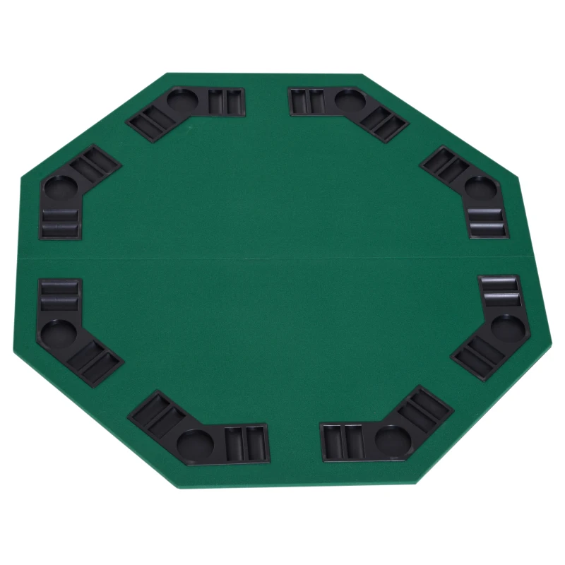 HOMCOM 1.2m/48 Inches Foldable Poker Table Top 8 Players Blackjack Tables Chip Trays