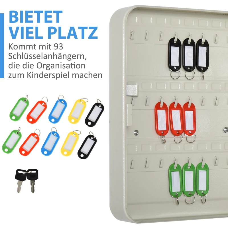 HOMCOM Schlüsselkasten Schlüsselaufbewahrung 30 cm x 24 cm x 7,5 cm, Beige