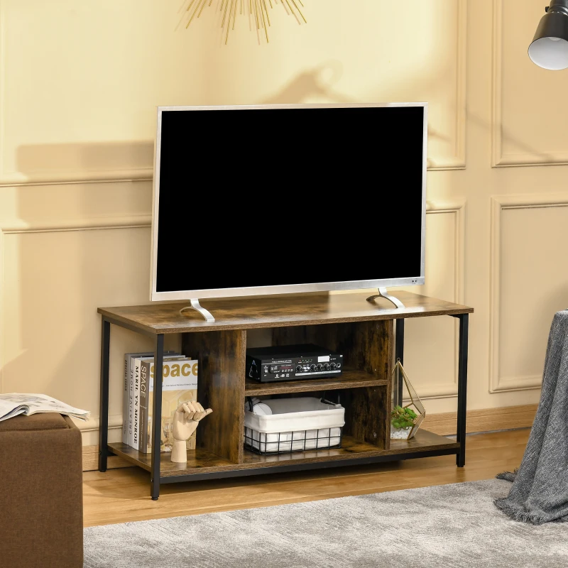 HOMCOM Mobile TV da Salotto in Stile Industriale, Legno e Acciaio, 110x40x50cm
