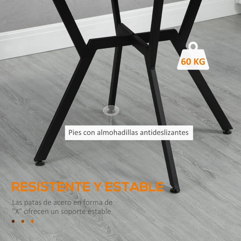 HOMCOM Mesa de Comedor Redonda de Estilo Industrial con Encimera de Madera y Marco de Acero Ø90x76 cm Marrón