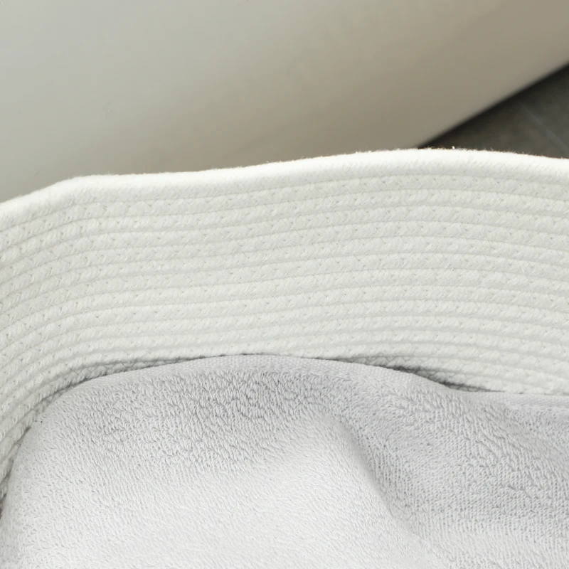 HOMCOM Cesto Portabiancheria da 88L Portatile e Pieghevole con Manici in Cotone Naturale, Ø56x35.5 cm, Crema