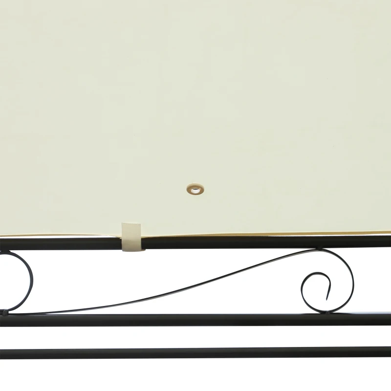 Outsunny Cenador de Jardín 4x3 m Pabellón con 4 Paredes Laterales y Techo con 12 Orificios de Drenaje Marco de Metal para Reunión Familiar Fiestas Bodas Crema