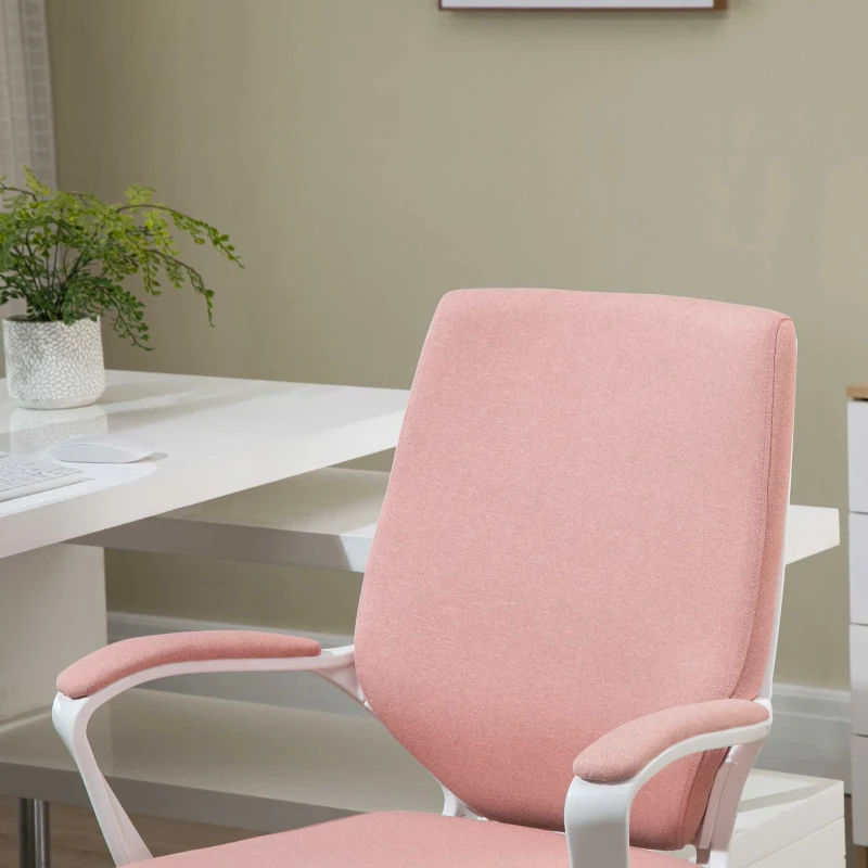 Vinsetto Silla de Escritorio Giratoria Silla de Oficina Basculante con Reposabrazos y Altura Ajustable 62x69x92-100 cm Rosa