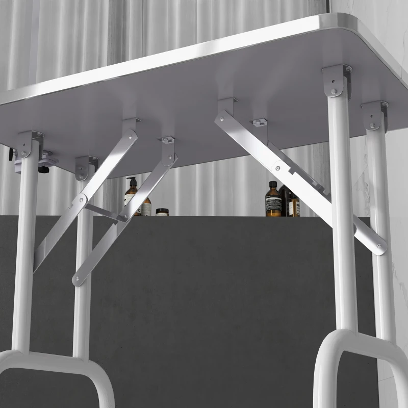 PawHut 32" Foldable Dog Grooming Table Pet Drying Beauty Table Adjustable Fixed Arm Rubber Top, Pink