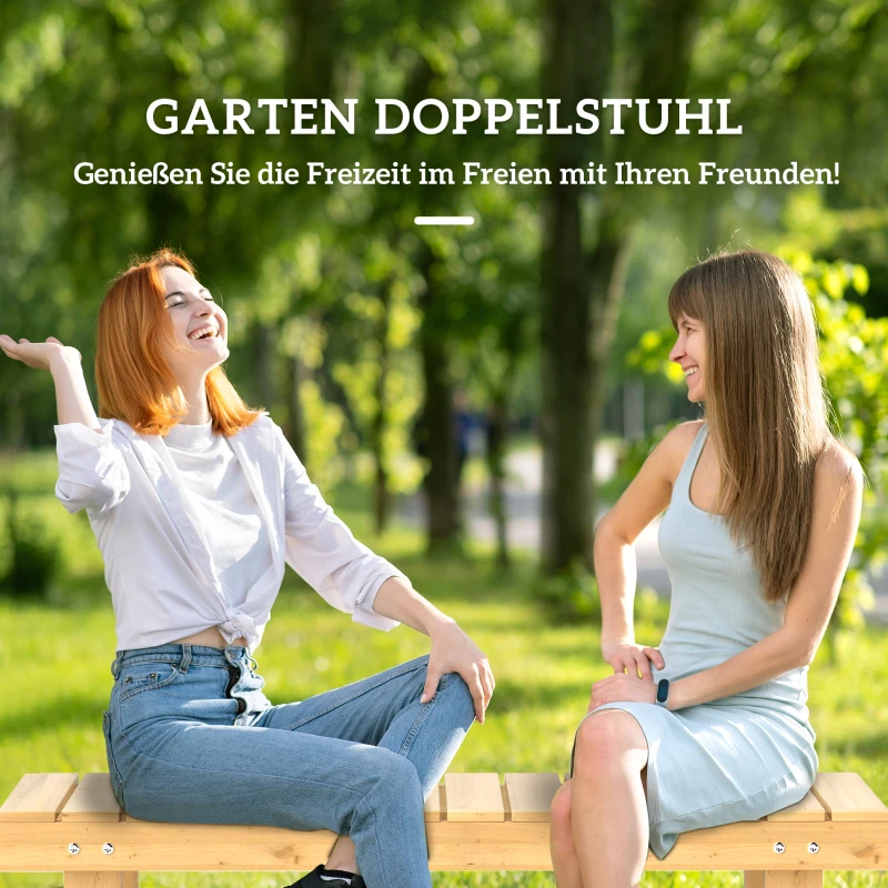 Outsunny 2-Sitzer Gartenbank Holz, wetterfest Sitzbank, Gartenmöbel mit Wasserresistente Lackierung, Parkbank 250kg belastbar, Holzbank für Balkon Terrasse, Garten, 110 x 38 x 35 cm Naturholz