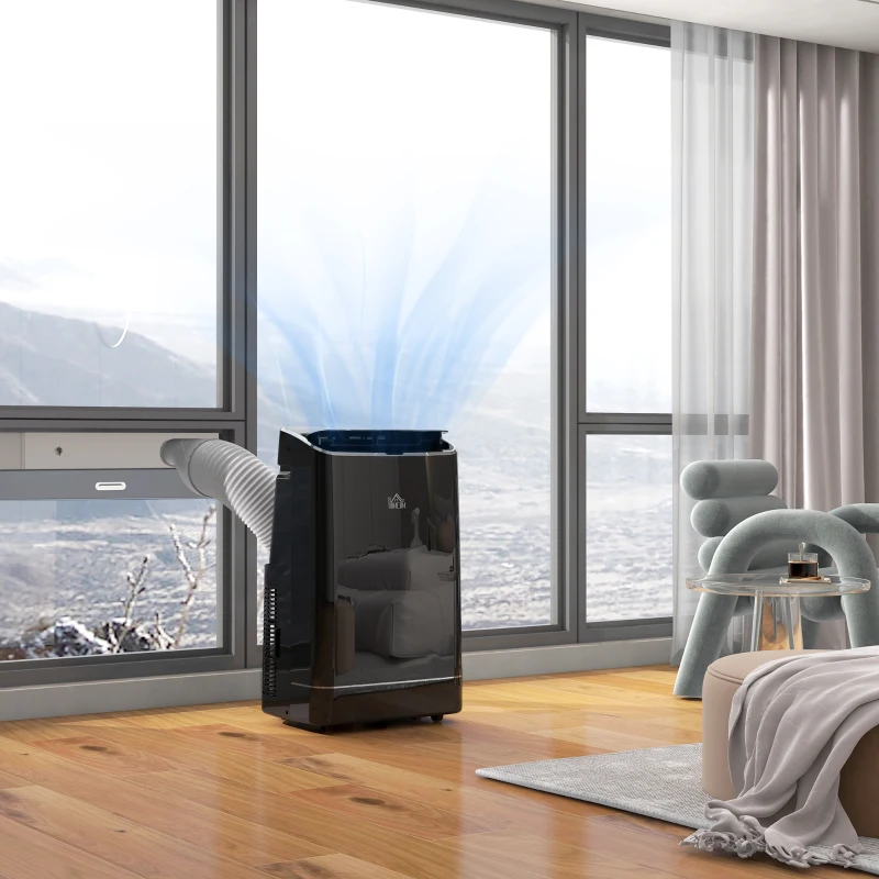 HOMCOM 14000 BTU Mobile Air Conditioner, 35m², Smart Home WiFi, with Dehumidifier, Fan, 24H Timer, Window Kit, Black