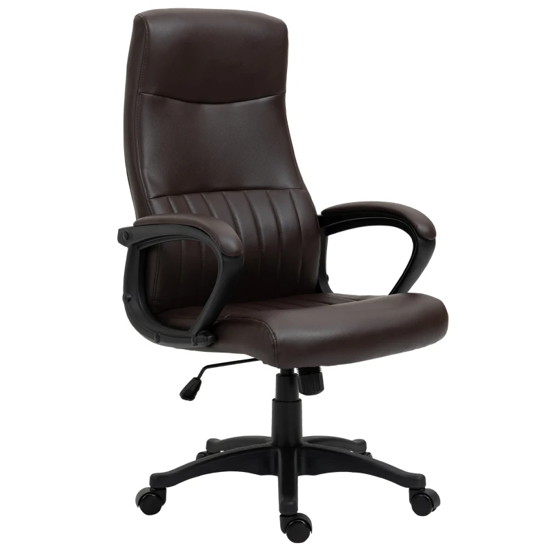 Vinsetto Fauteuil de bureau chaise de bureau ergonomique assise rembourré dossier haut pivotant à 360° réglable en hauteur simili cuir marron