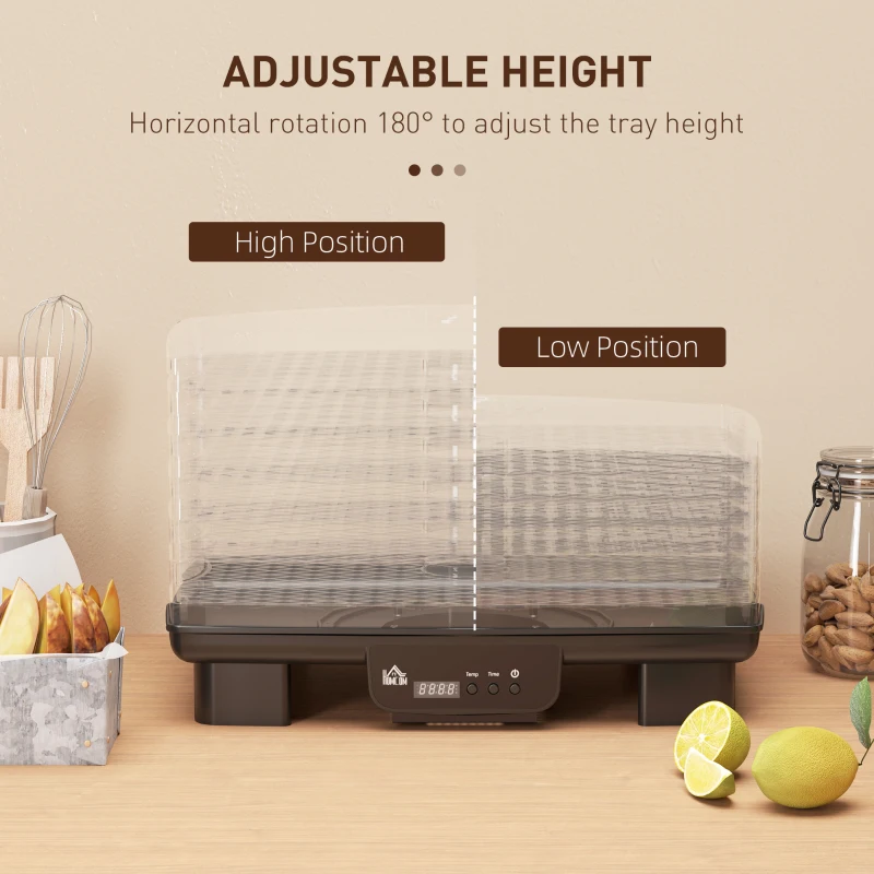 HOMCOM 40-70℃ Six-Tray Food Dehydrator - Black