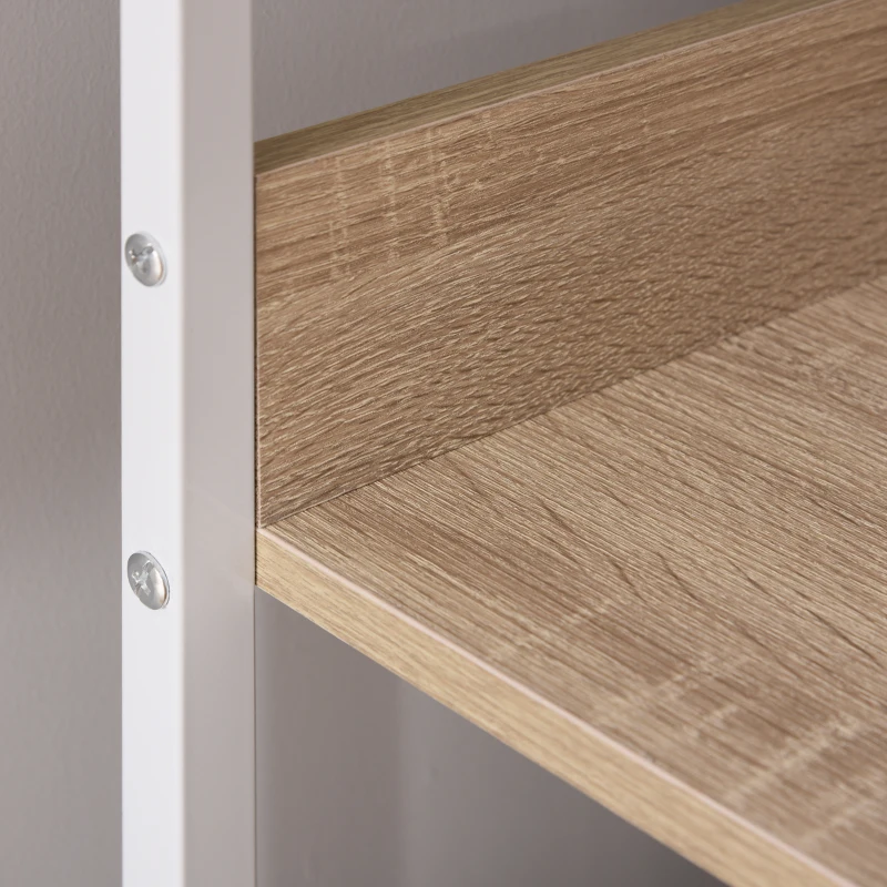 HOMCOM Mesa de Ordenador Multifuncional Escritorio Estilo Industrial Vintage con 4 Estantes para Despacho Casa Estudio 120x70x120 cm Blanco Roble