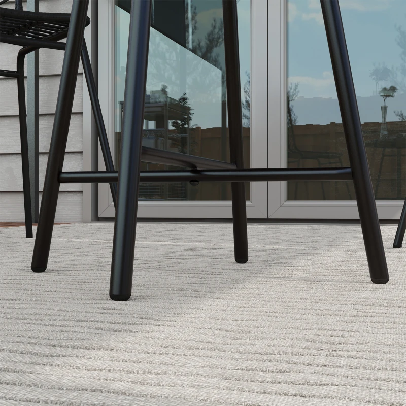 Outsunny Tavolino da Giardino Moderno con Piano in Plastica di Legno, in Rattan e Acciaio, 50x50x55 cm, Grigio e Nero