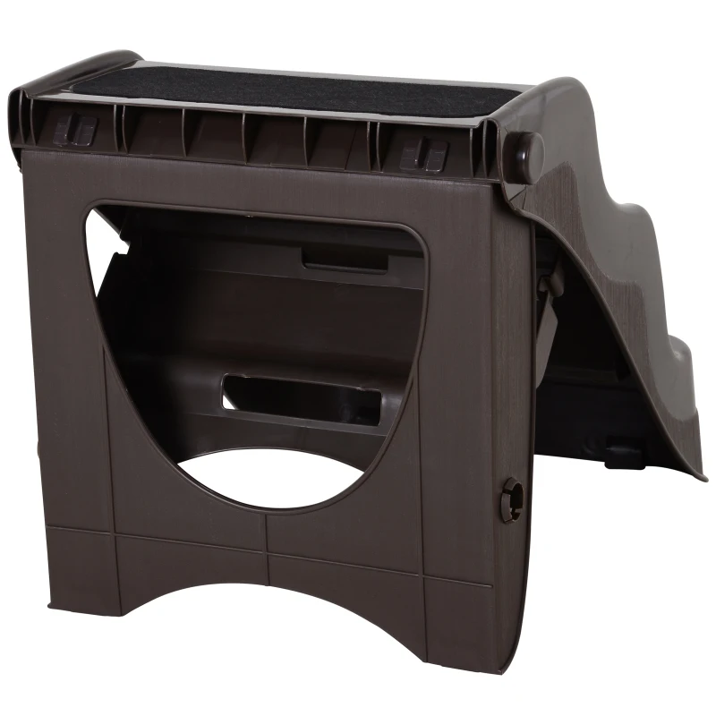 PawHut 3-steps Dog Stairs, Plastic Cat Ladder Lightweight, Pet Access Steps, for Bed, Sofa, Non-slip Stickers, Brown