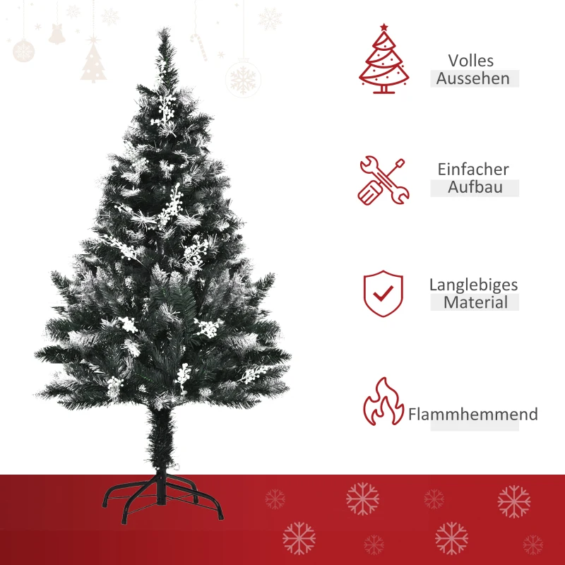 HOMCOM Weihnachtsbaum Christbaum Kunsttanne, Kunstschnee, inkl. Ständer, 1.2m,  Grün