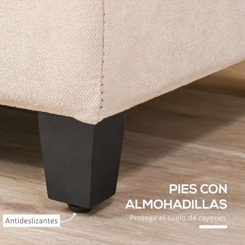 HOMCOM Banco de Almacenamiento Puff de Almacenaje Taburete Tapizado en Lino con Tapa Abatible para Entrada 125x49x41,5 cm Beige