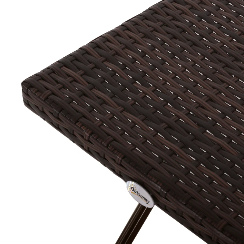 Outsunny Beistelltisch aus Polyrattan klappbar Kaffeetisch Couchtisch Tablett Balkontisch Gartentisch Sofatisch Teetisch Gartenmöbel Rattantisch für Garten Terrasse Balkon, 40x40x40cm Braun