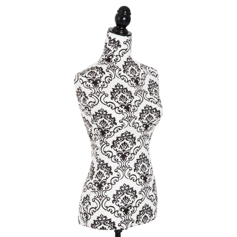 HOMCOM Busto de Señora Maniquí Femenino de Costura para Modistas Exhibición Altura Ajustable a 130-168cm