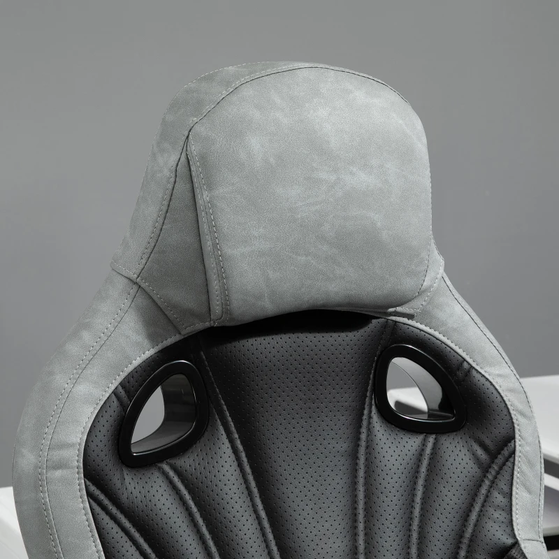 Vinsetto Sedia da Ufficio Poltrona Gaming, Ergonomica con Schienale Alto, Girevole e Altezza Regolabile, Nero e Grigio