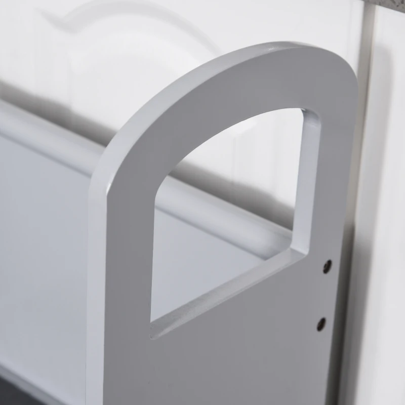 HOMCOM Lernturm Tritthocker für Küche Schemel Stehender für Küchentheke Küchenhelfer mit 2 Stufen mehr Sicherheit Grau für 3-8 Jahre Kiefer 45 x 40 x 80 cm