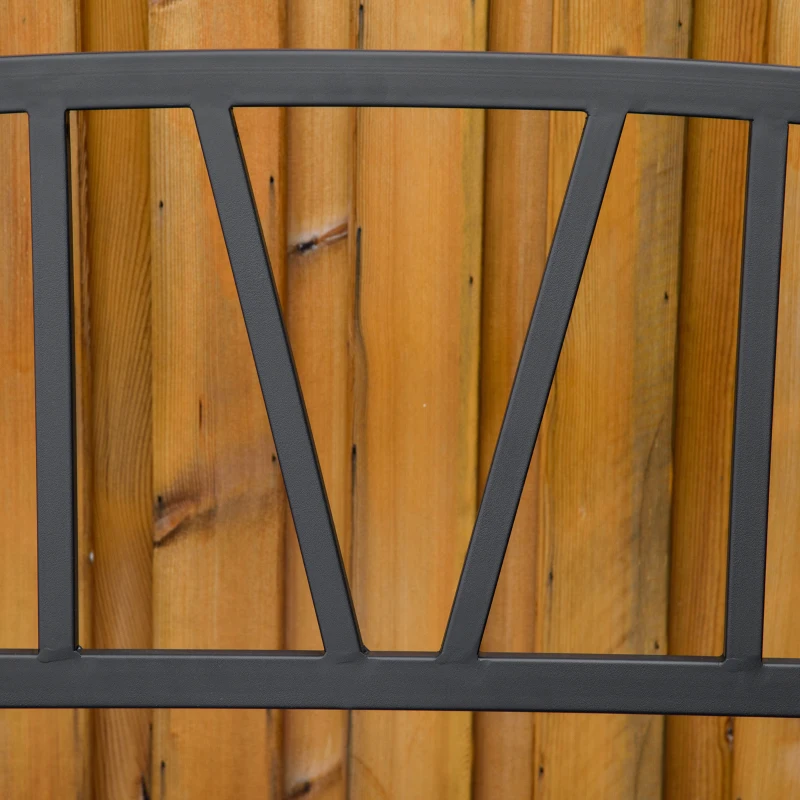 Outsunny Panchina da Giardino in Metallo Nero Impermeabile, Panca da Esterno in Ferro 2 Posti, 128x56x86cm