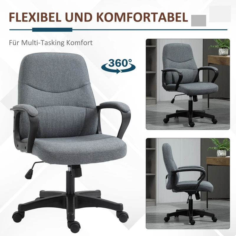 Vinsetto Chefsessel mit Massagefunktion Massage Sessel höhenverstellbarer Drehstuhl Bürostuhl ergonomisches Liniendesign mit USB-Schnittstelle höhenverstellbar Polyester PP Grau 59 x 63 x 92-101 cm