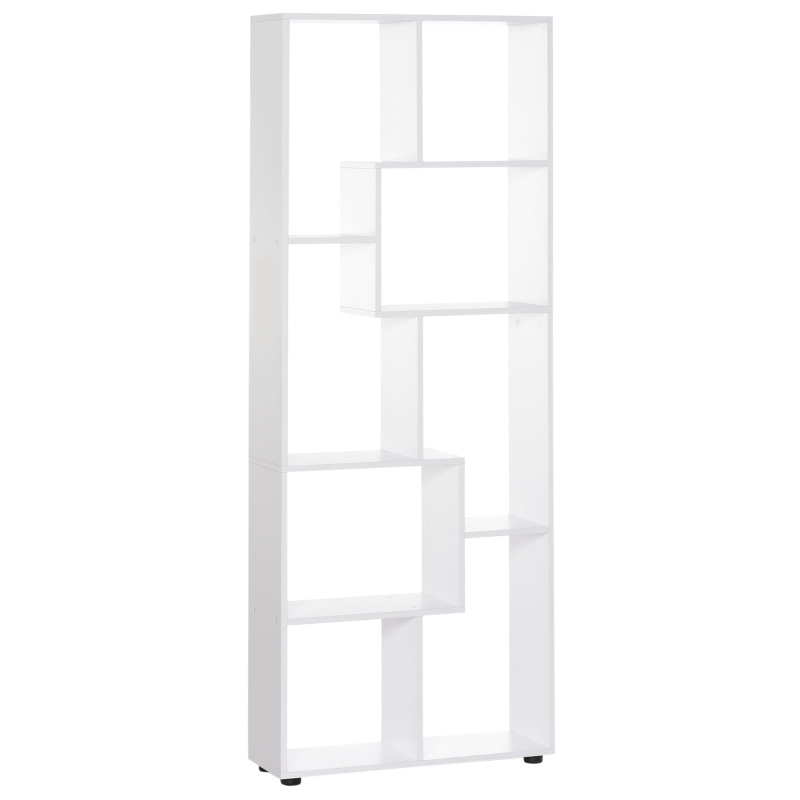 HOMCOM Bücherregal mit 8 Fächer Würfelregal Aufbewahrungsregal Wohnzimmer  Schlafzimmer Büro E1 Spanplatte Weiß 70 x 24 x 178 cm