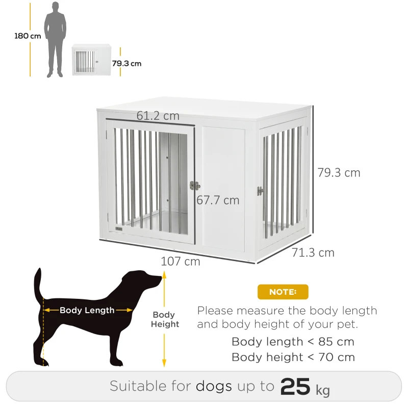 PawHut 2-in-1 Dog Cage and Side Table, with Two Lockable Doors, for Medium  Large Dogs - White
