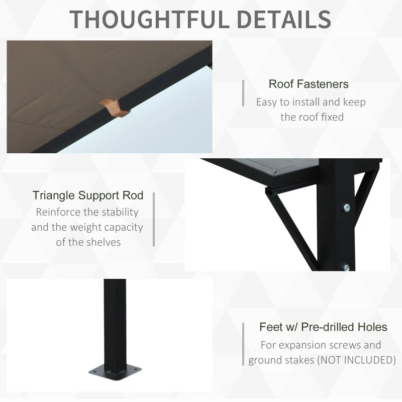 Outsunny 2.4 x 1.5 m (8' x 5') Grill Gazebo Canopy with Extendable Side Awnings, Outdoor BBQ Gazebo Shelter with 2 Side Shelves for Garden, Patio, Barbecue, Picnic, Coffee