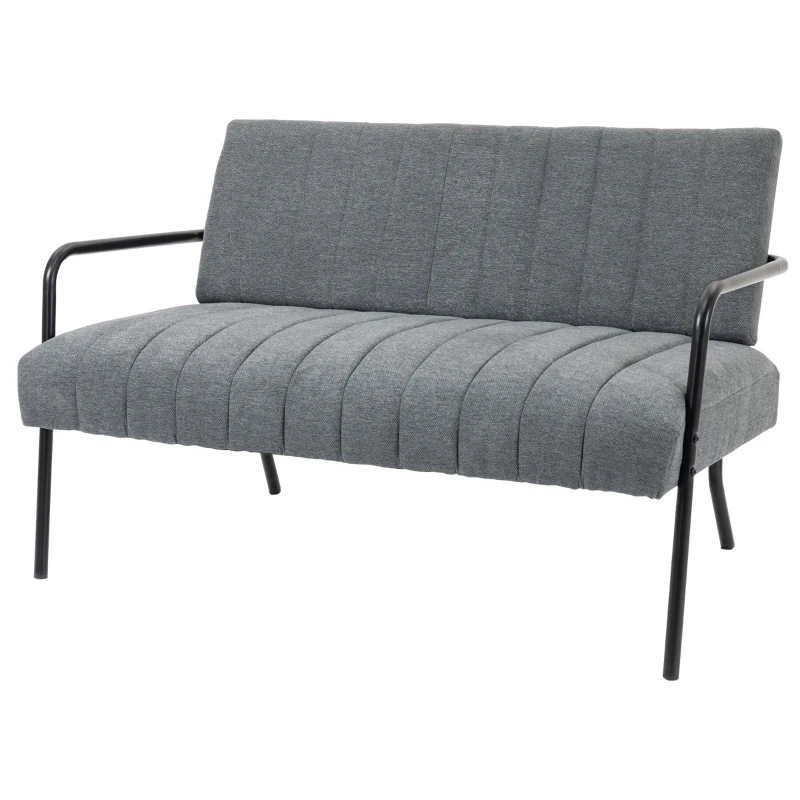 HOMCOM Doppelsofa Stoffsofa Polstersofa Sitzmöbel Loungesofa Metall samtartiges Polyester Schaumstoff Grau+Schwarz 122 x 75 x 77 cm