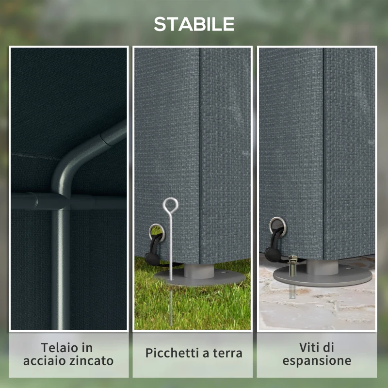 Outsunny Capanno Porta Attrezzi e Tenda Garage per Bici e Moto con Copertura Anti-UV, 1.6x2m, Grigio Scuro