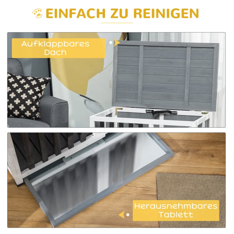 PawHut Hundebox, Hundekäfig, herausnehmbare Bodenwanne, klappbar, für kleine und mittelgroße Hunde, Grau
