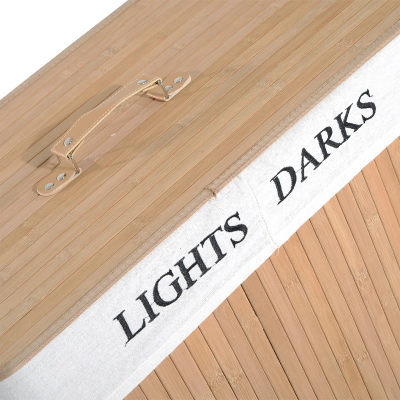 HOMCOM Cesta Portabiancheria in Bambù con Coperchio e Fodera Rimovibile, 52 x 32 x 63cm