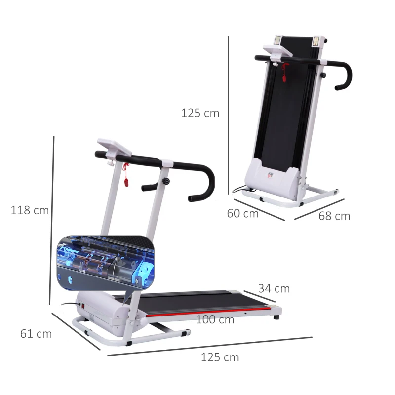 HOMCOM Tapis Roulant Elettrico Pieghevole per Allenamento a Casa o in Ufficio con Schermo LCD, 500W, Velocità Max 10km/h