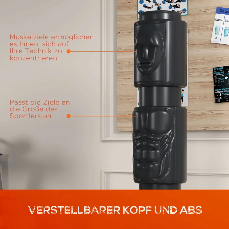 SPORTNOW Standboxsack, Boxdummy, versetzbare Trefferflächen, befüllbare Basis, schwarz, 56L x 56B x 175H cm