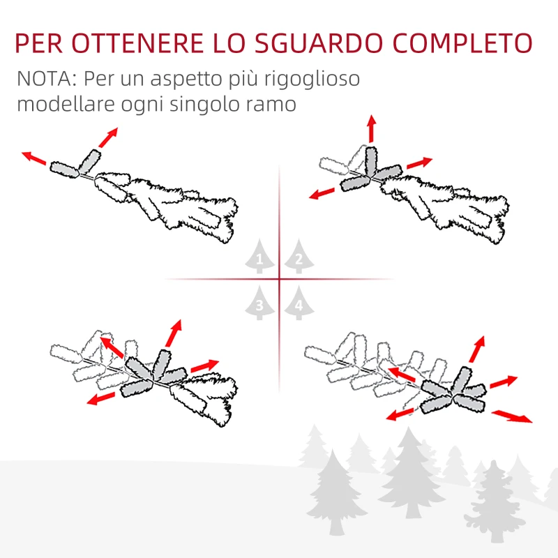 HOMCOM Albero di Natale Slim Artificiale 180 cm con Rami Realistici, Albero di Natale Alto e Stretto con Base Pieghevole, Bianco
