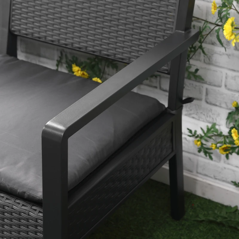 Outsunny Ensemble salon de jardin style contemporain 4 pièces 4 places avec table basse - résine tressée PP gris