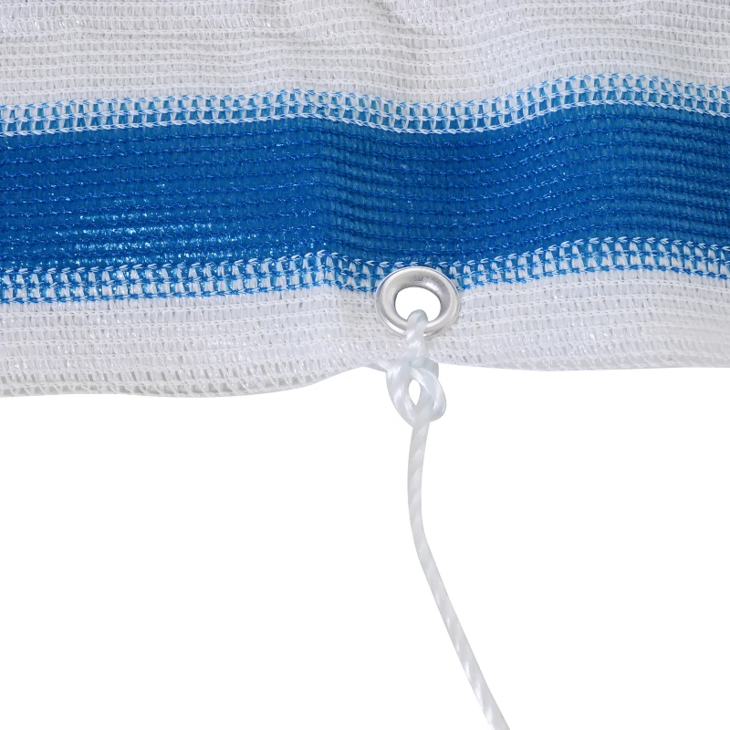 Outsunny Lot de 2 Brise-Vue renforcés occultants brise vue pour balcon HDPE Haute densité 52 œillets + 4 Cordons dim. 5L x 0,90H m Bleu Blanc rayé