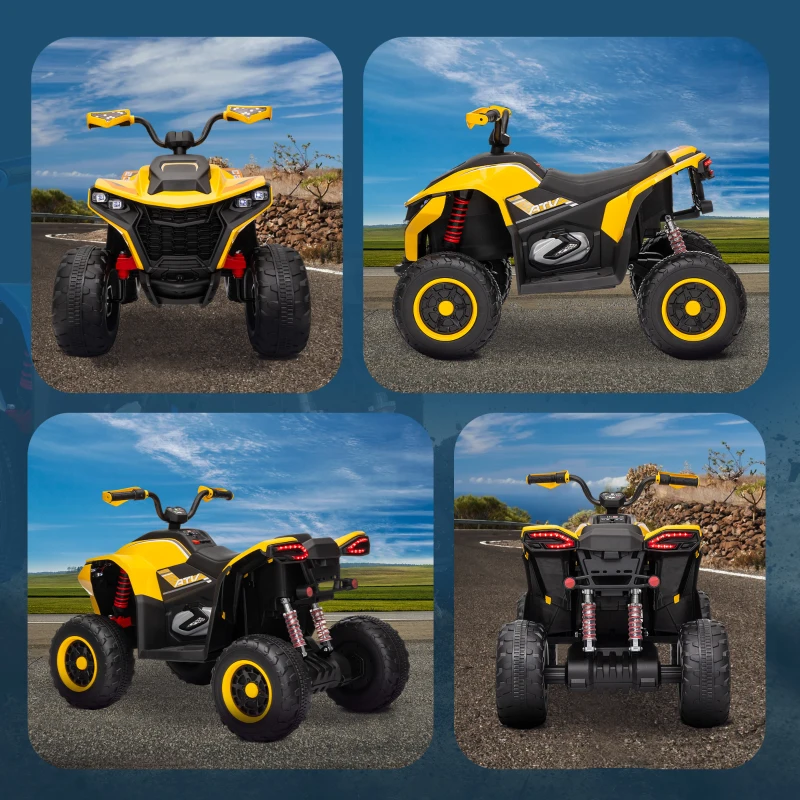 AIYAPLAY Elektroquad für Kinder, 3-6 km/h, LED-Scheinwerfer, Musik, USB, für 3-8 Jahre, Gelb(m-9)