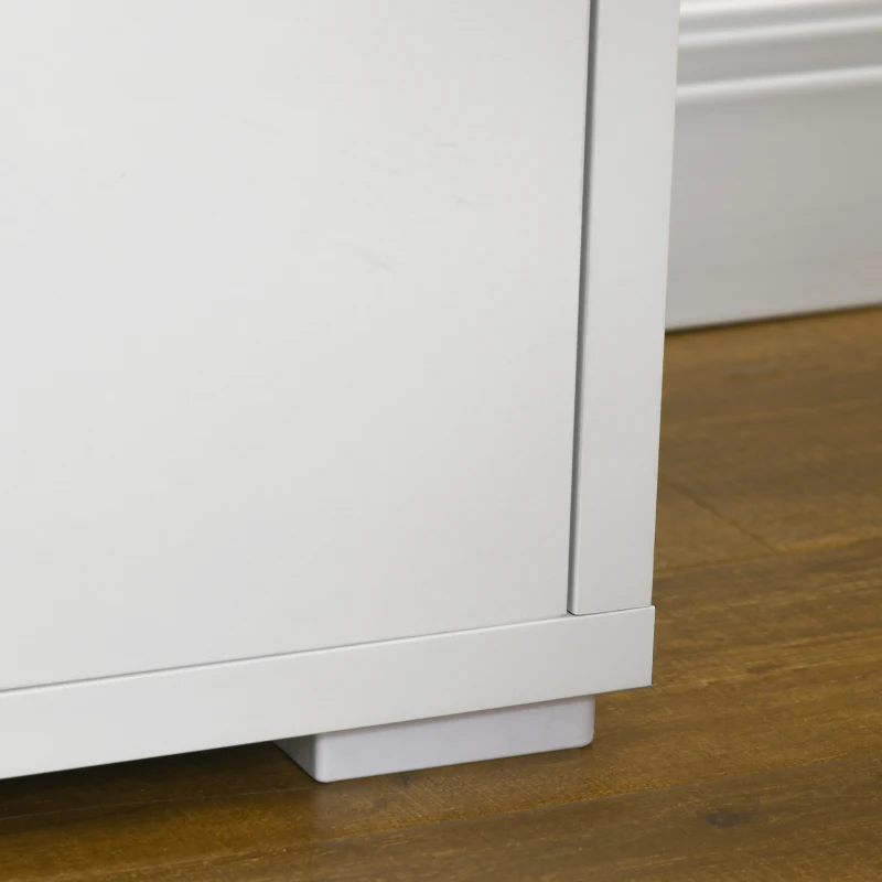 HOMCOM Mobile Porta TV fino a 65" con Armadietti e Ante a Ribalta in Truciolato, 140x37x45cm, Bianco e Color legno